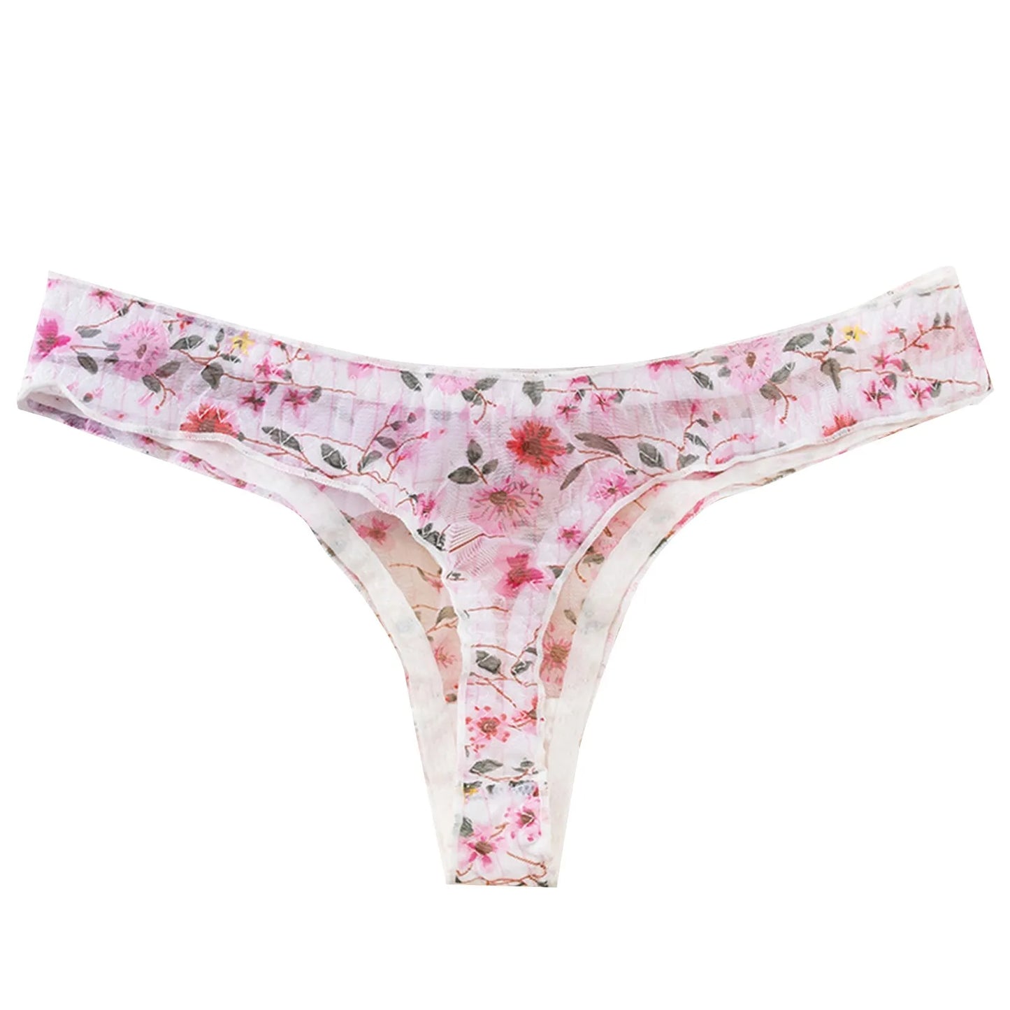 Floral Thongs For Women Sexy T-Back Low Waist Panties Seamless Breathable Underwear Lady Soft Comfort Panty Ladies Intimates