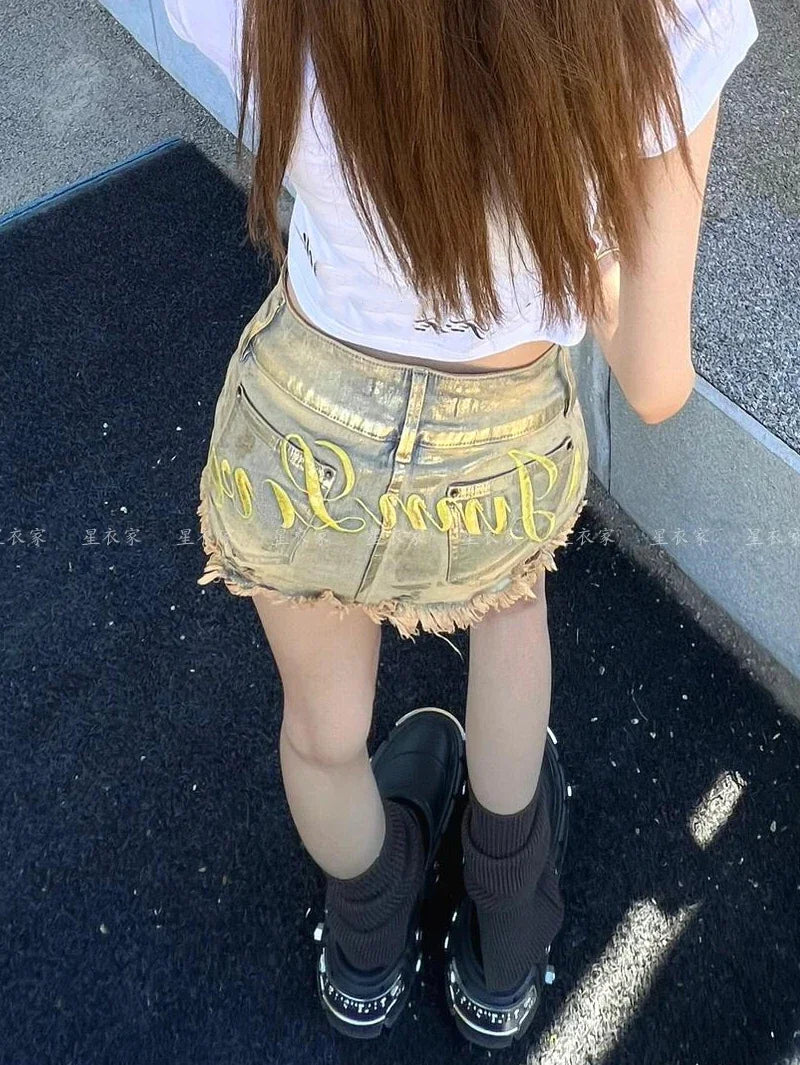 Women Denim Shorts Fashion Sexy High Waist Ladies Streetwear Blue Shorts Jeans Y2k Punk Casual Harajuku Korean 2025 Summer