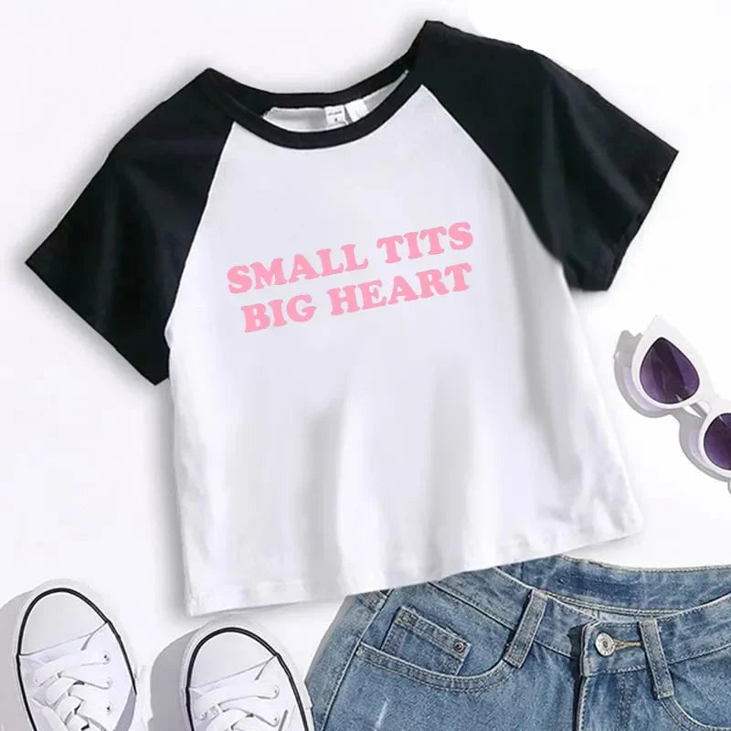 Popular Fashion Letter Graphic Summer 2000s Crop Tops Women T-Shirt Y2k Grunge Tops Kawaii Baby Tee Party Vintage Harajuku Emo