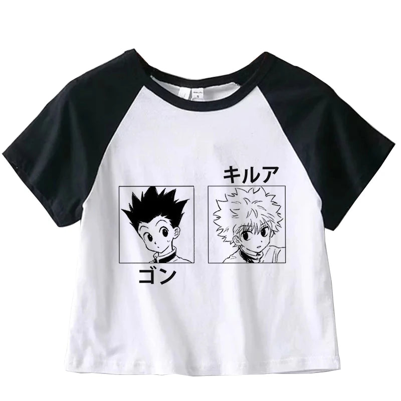 Hunter X Hunter Japan Anime Killua Shirt Y2k Crop Tops T-shirt Anime Women Tee Summer Short Sleeve Clothes Streetwear