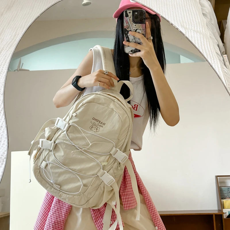 Teenagers School Bag Large Capacity Laptop Rucksack Aesthetic Fashion Backpack Kawaii Students Bookbag Simple Backpack