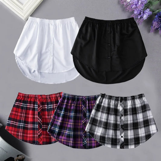 S-5XL Women Fake Shirt Hem Detachable Underskirt Irregular Skirt Tail Blouse Hem Extender Mini Skirt Layered Inner Layer