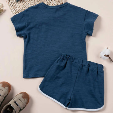 Conjunto de cardigã e shorts de manga curta com lapela para meninos, verão, praia, camisa floral de verão, dois shorts, roupa de outono para meninos
