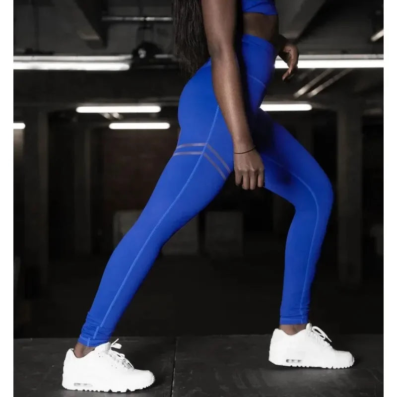 Woman Pants High Waist Sport Pants Women's Fitness Sport Leggings Stripe Printing Elastic Gym Workout Tights Running Trousers