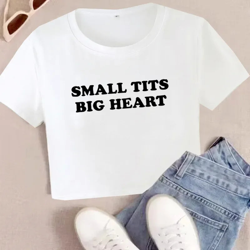 Popular Fashion Letter Graphic Summer 2000s Crop Tops Women T-Shirt Y2k Grunge Tops Kawaii Baby Tee Party Vintage Harajuku Emo