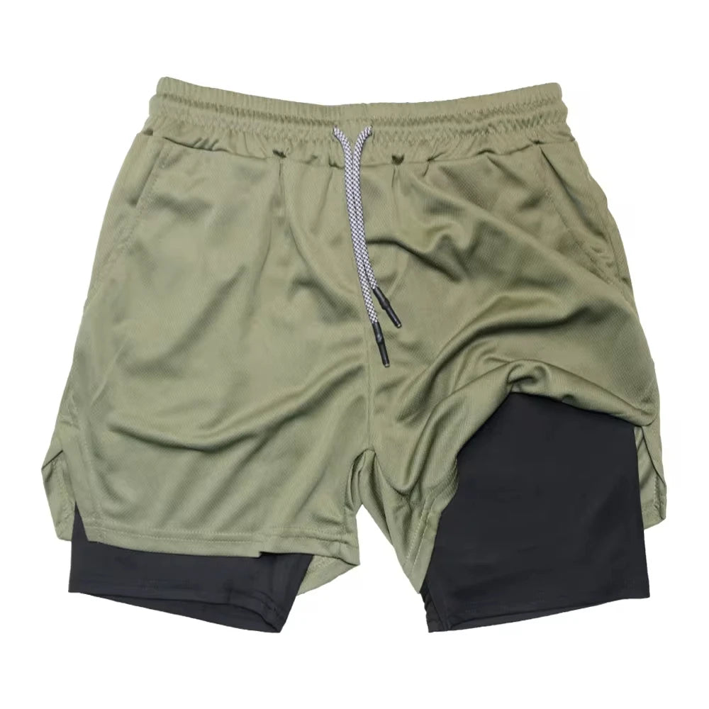 Men's Outdoor Cycling Sports Shorts Summer Breathable Quick-drying Shorts Sportswear Double-layer Two-in-one Casual Shorts M-3XL