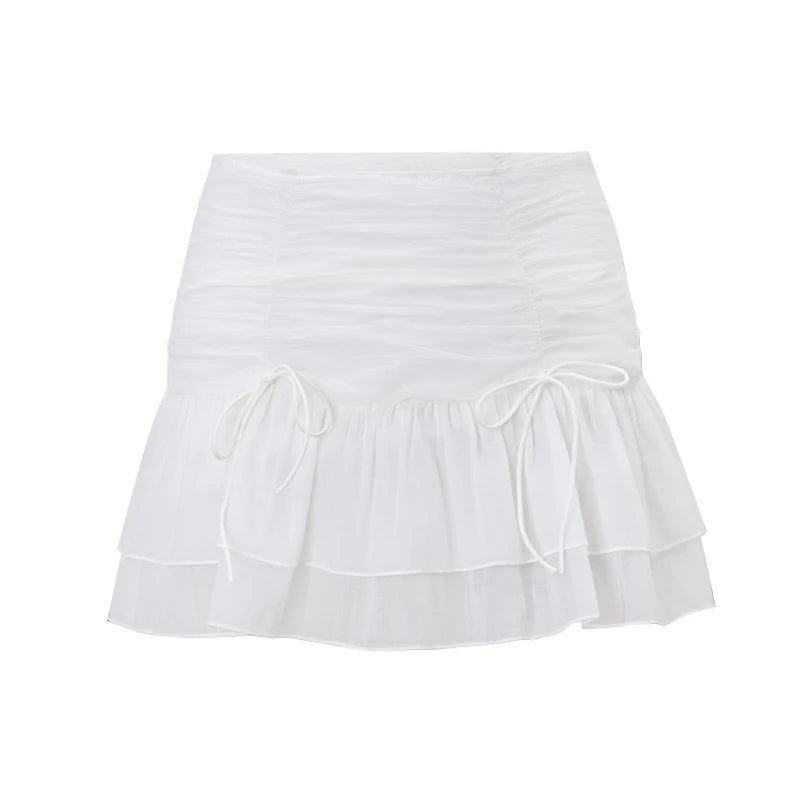 WhereMery Sexy Skirt Mesh Perspective Pleated Mini Skirt Waist Casual Mini Dresses Street Nightclub Summer Women's Short Skirt