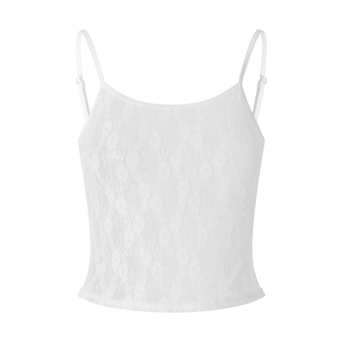 Women's See Through Lace Cami Top Y2K Slim Fit Sheer Mesh Crop Tops Lace Vest Tops for Women 00s Vintage Camisole