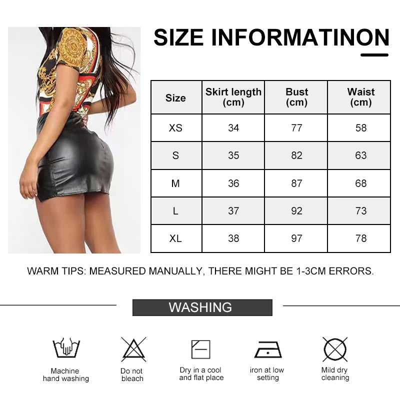 Sexy High Waist Wrapped Hip Skirt Women Leather Black Comfortable Split Short Lady Skirt Party Dress Nightclub