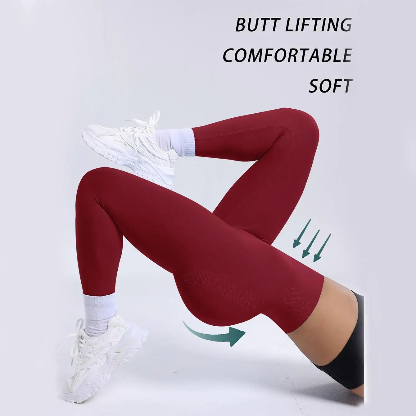 Women Fitness Solid Color Seamless Leggings High Waist Push Up Workout Jogging Running Leggings Gym Tight Sportswear Yoga Pants