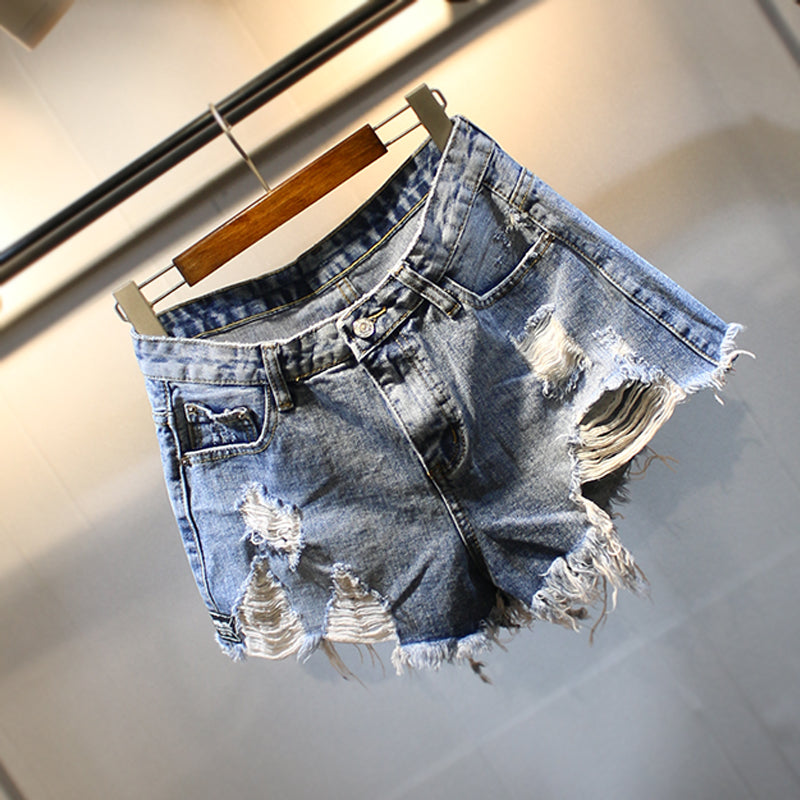 Summer New Raw Hem Ripped Loose Wide Leg Jeans