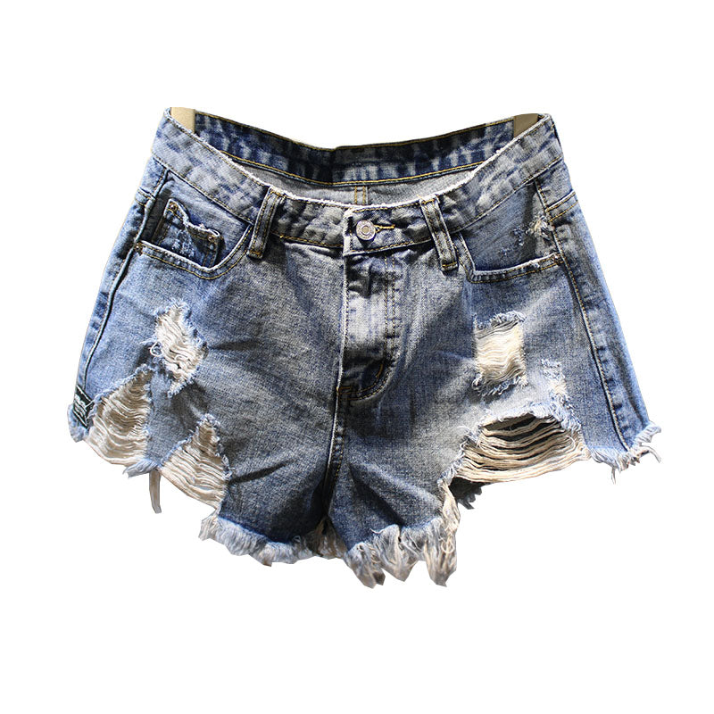 Summer New Raw Hem Ripped Loose Wide Leg Jeans