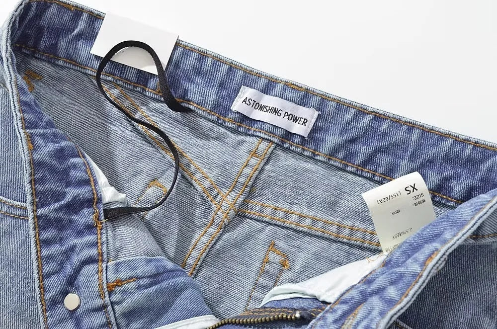 Saia jeans irregular da moda para mulheres