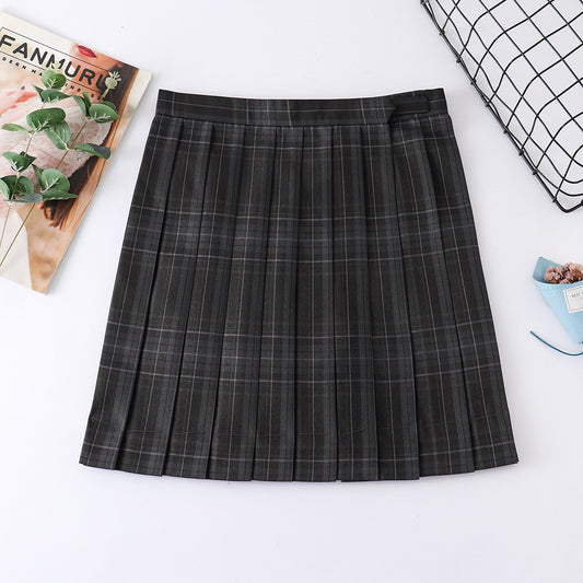 Women's High Waist Plaid Uniform Pleated Skirt